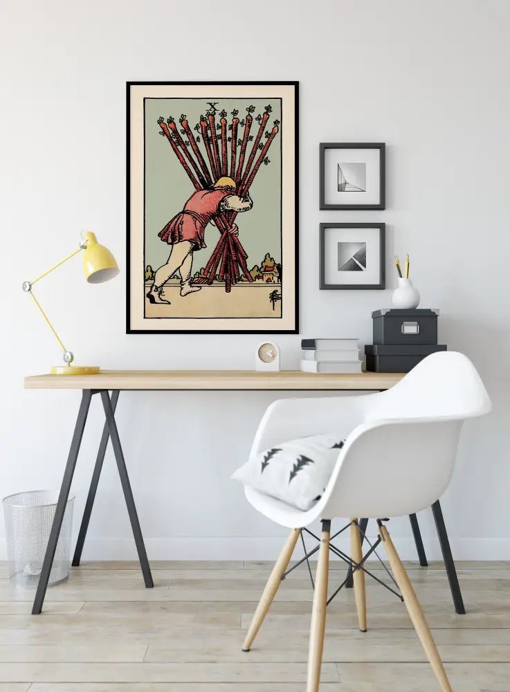 Ten Of Wands Tarot Card Print No Frame Poster Customizable Wall Art For Tarot Lovers by My Store