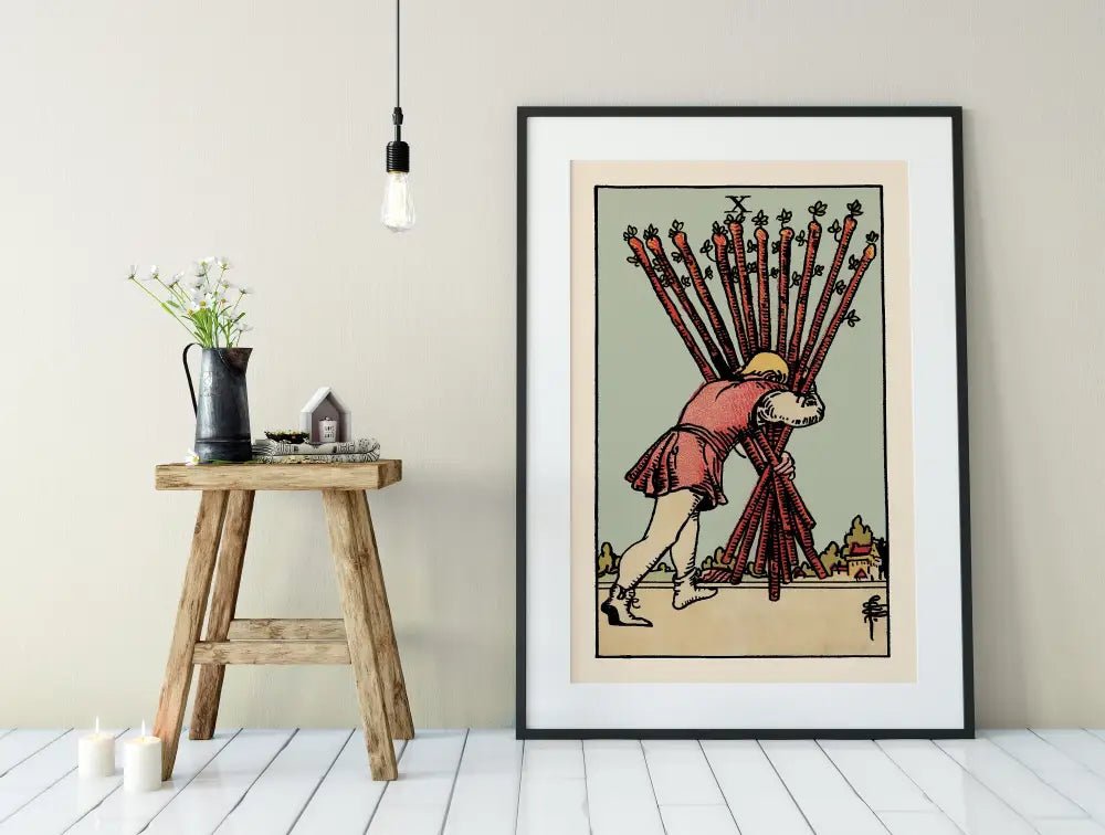 Ten Of Wands Tarot Card Print No Frame Poster Customizable Wall Art For Tarot Lovers by My Store