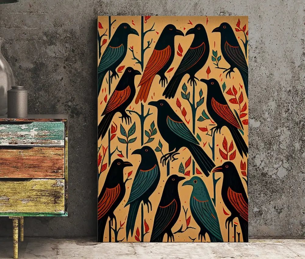 The Black Crows Folk Art Poster No Frame For Your Space Frameless AI Generated Decorative Print by My Store