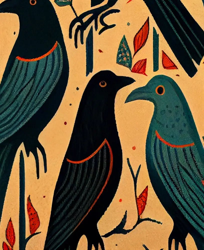 The Black Crows Folk Art Poster No Frame For Your Space Frameless AI Generated Decorative Print by My Store