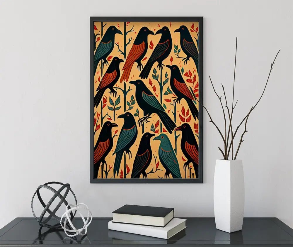 The Black Crows Folk Art Poster No Frame For Your Space Frameless AI Generated Decorative Print by My Store
