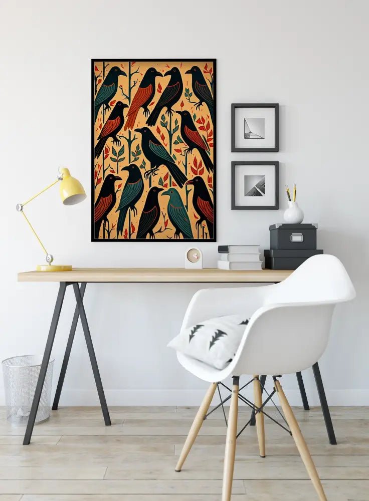 The Black Crows Folk Art Poster No Frame For Your Space Frameless AI Generated Decorative Print by My Store