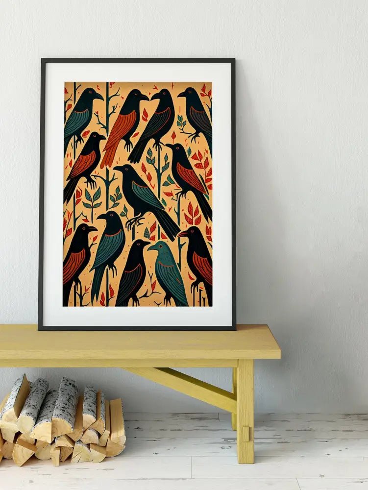 The Black Crows Folk Art Poster No Frame For Your Space Frameless AI Generated Decorative Print by My Store