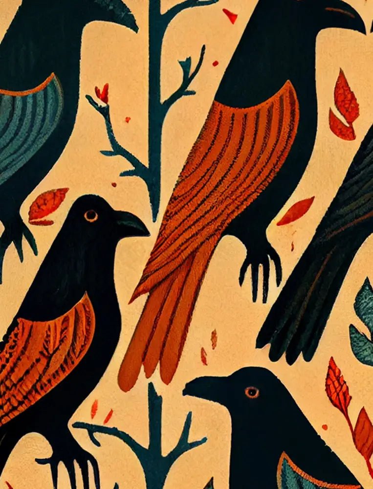 The Black Crows Folk Art Poster No Frame For Your Space Frameless AI Generated Decorative Print by My Store