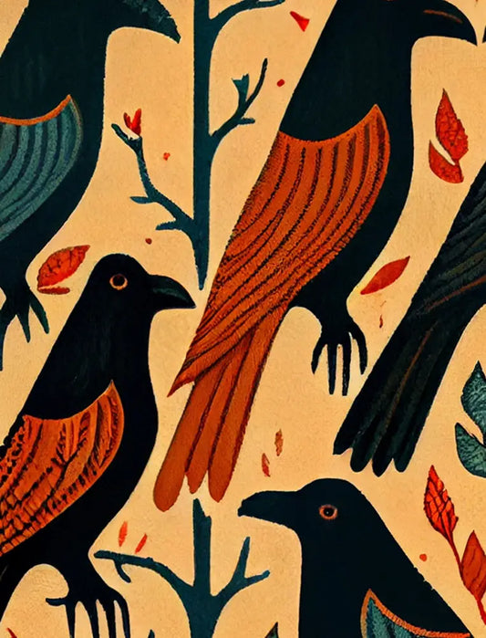 The Black Crows Folk Art Poster No Frame For Your Space Frameless AI Generated Decorative Print by My Store