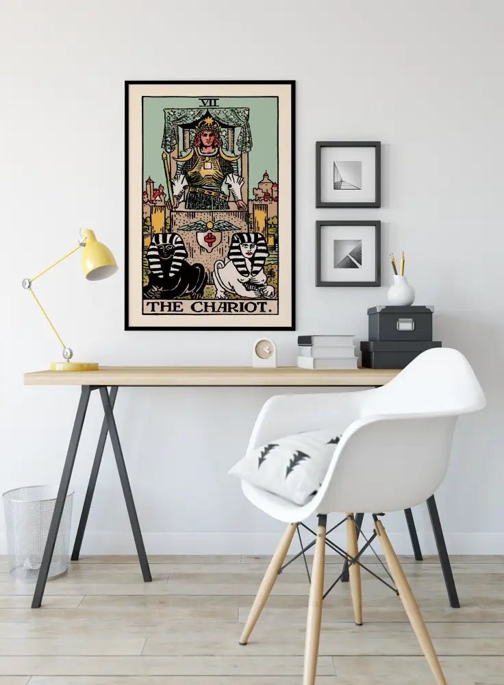 The Chariot Tarot Card Print Blue Sky Poster No Frame for Tarot Enthusiasts and Art Lovers by My Store