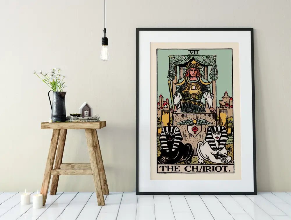 The Chariot Tarot Card Print Blue Sky Poster No Frame for Tarot Enthusiasts and Art Lovers by My Store