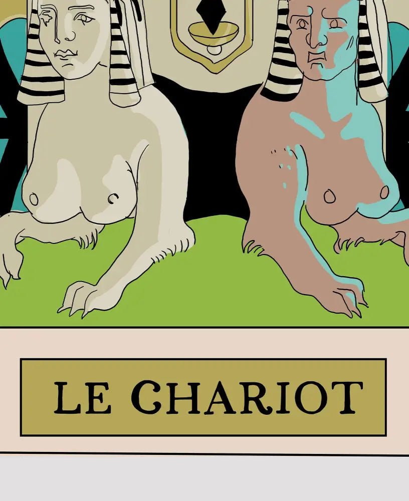 The Chariot Tarot Card Print Oswald Wirth Inspired Design From Green Menagerie Tarot Artwork by My Store