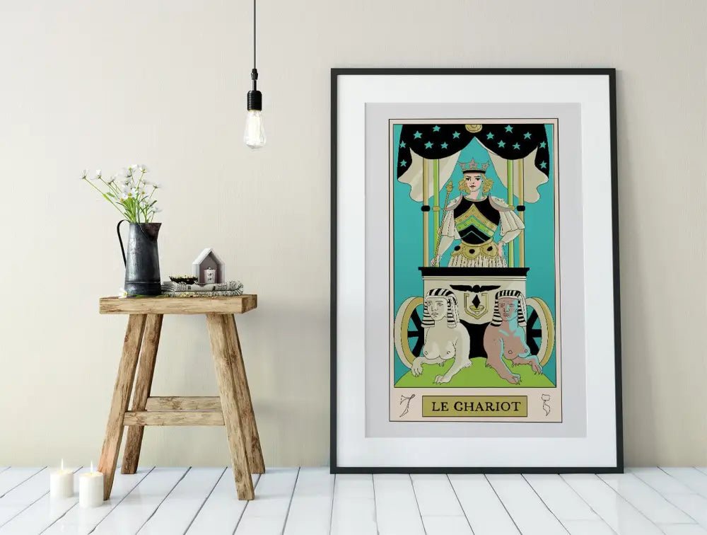The Chariot Tarot Card Print Oswald Wirth Inspired Design From Green Menagerie Tarot Artwork by My Store