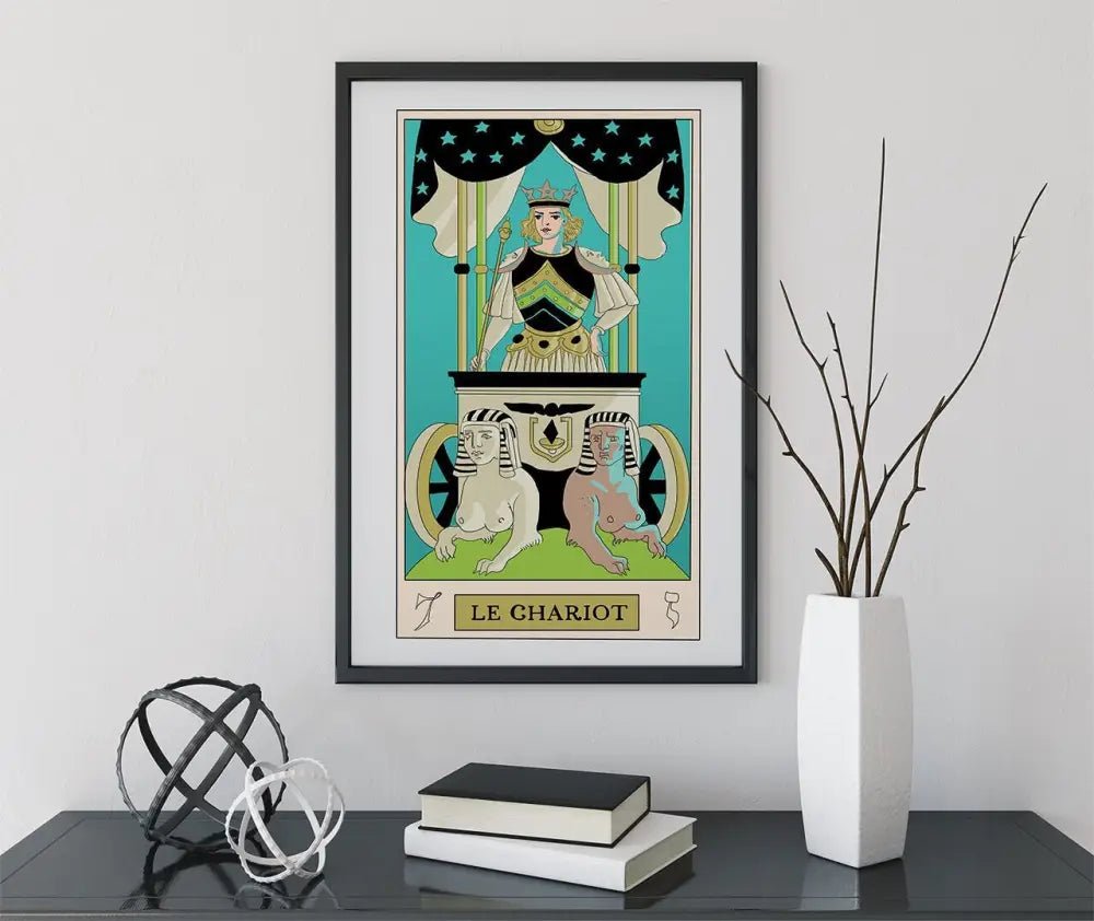 The Chariot Tarot Card Print Oswald Wirth Inspired Design From Green Menagerie Tarot Artwork by My Store