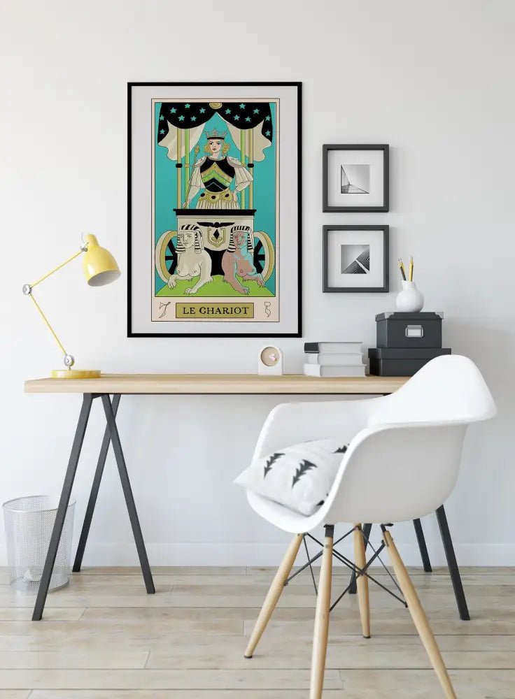 The Chariot Tarot Card Print Oswald Wirth Inspired Design From Green Menagerie Tarot Artwork by My Store