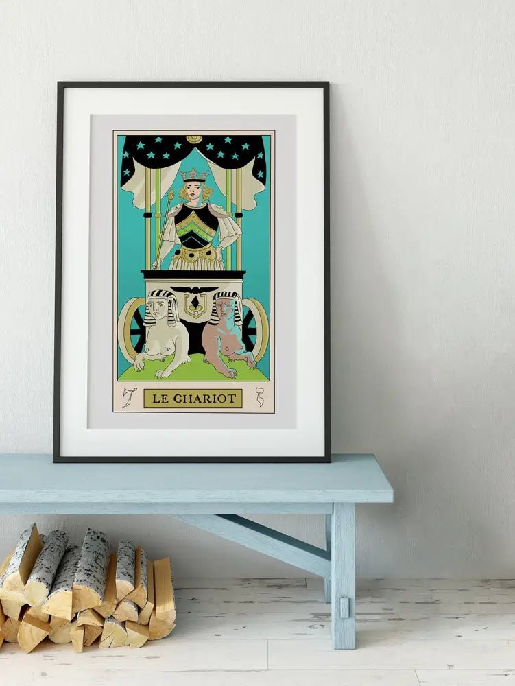 The Chariot Tarot Card Print Oswald Wirth Inspired Design From Green Menagerie Tarot Artwork by My Store