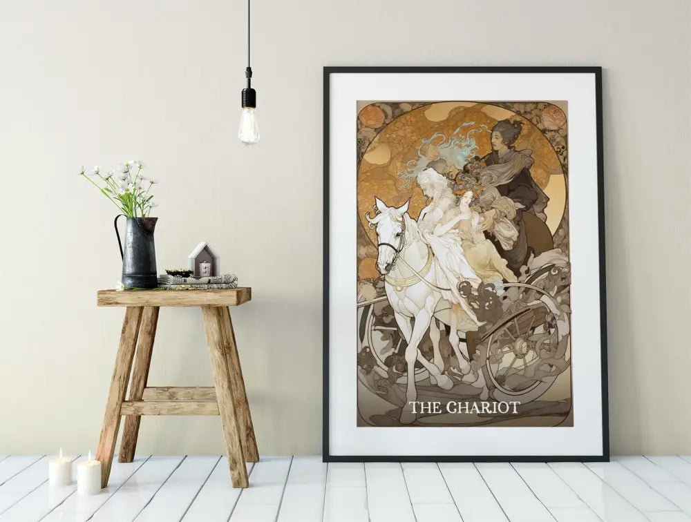 The Chariot Tarot Card Print Unframed Poster No Frame Elegant Wall Art for Tarot Lovers by My Store