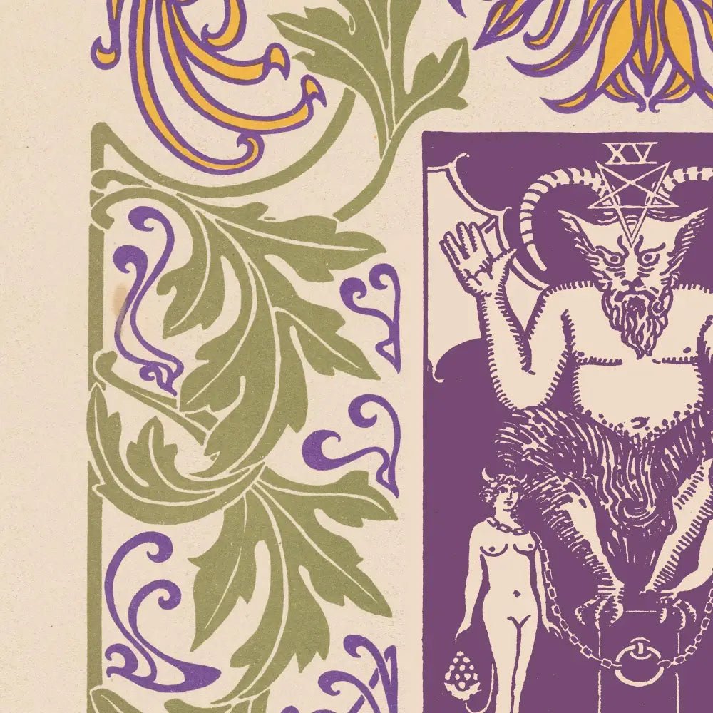 The Devil Card Print Floral Nouveau Vintage Tarot Art Premium Archival Fine Paper by My Store