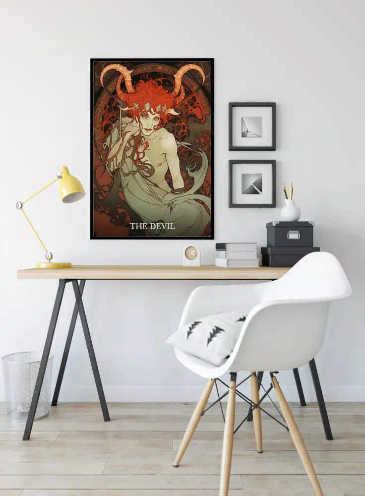 The Devil Tarot Card Print Unframed Poster Featuring Baphomet Artwork In Dark Tones No Frame by My Store
