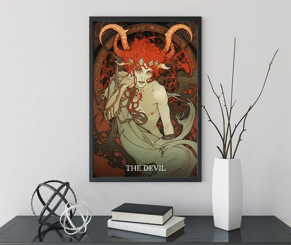 The Devil Tarot Card Print Unframed Poster Featuring Baphomet Artwork In Dark Tones No Frame by My Store