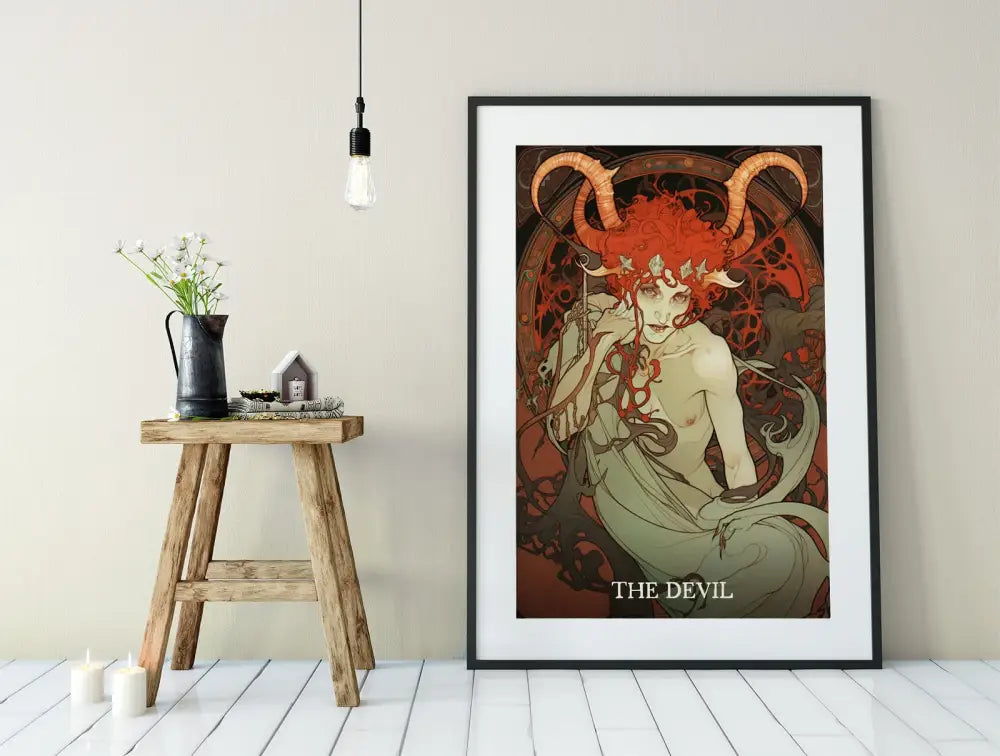 The Devil Tarot Card Print Unframed Poster Featuring Baphomet Artwork In Dark Tones No Frame by My Store