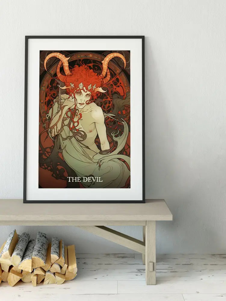 The Devil Tarot Card Print Unframed Poster Featuring Baphomet Artwork In Dark Tones No Frame by My Store