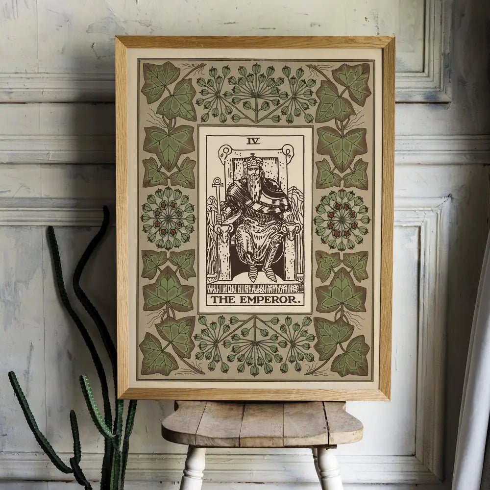 The Emperor Tarot Card Print Floral Nouveau Art Print by My Store