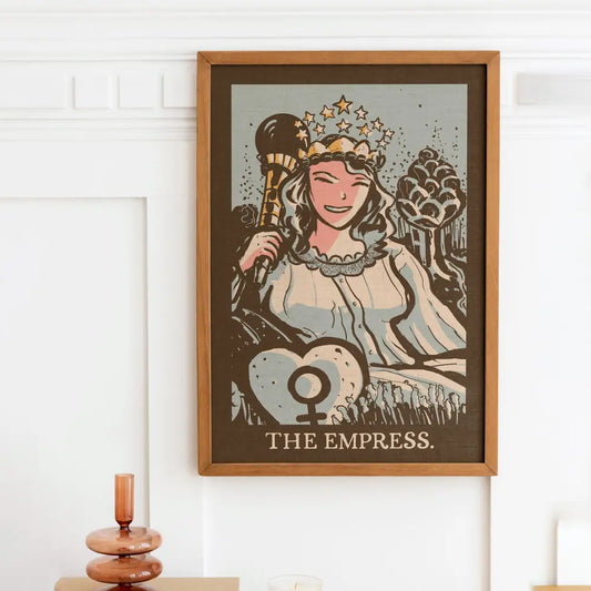 The Empress Print Vintage Brown Tarot Poster Dream Nouveau Card Art For Collectors Of Mystic Decor Home by My Store