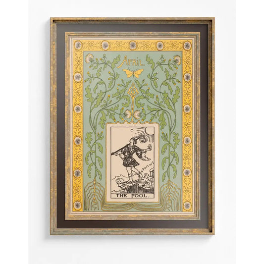 The Fool Print Vintage Shabby Chic Tarot Poster Green Nouveau Tarot Card Artwork by My Store