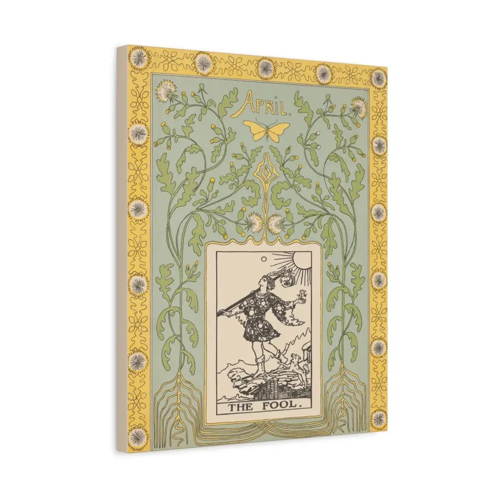 The Fool Tarot Canvas Wall Art with The Fool Card, Inspirational Home Decor, Yellow and Green, Tarot Wall Art, Vintage Style Canvas - DesignBohemian