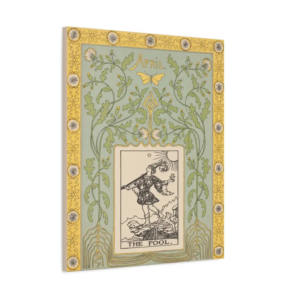 The Fool Tarot Canvas Wall Art with The Fool Card, Inspirational Home Decor, Yellow and Green, Tarot Wall Art, Vintage Style Canvas - DesignBohemian