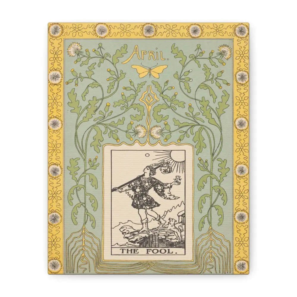 The Fool Tarot Canvas Wall Art with The Fool Card, Inspirational Home Decor, Yellow and Green, Tarot Wall Art, Vintage Style Canvas - DesignBohemian