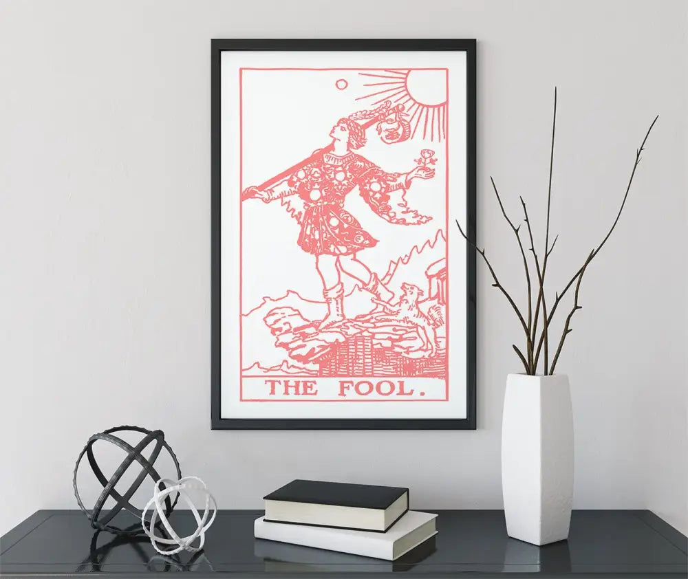 The Fool Tarot Card Print Pink And White Poster Unframed No Frame Tarot Decor For Modern Interiors by My Store