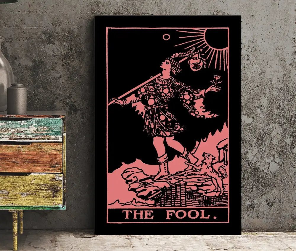 The Fool Tarot Card Print Pink And White Poster Unframed No Frame Tarot Decor For Modern Interiors by My Store