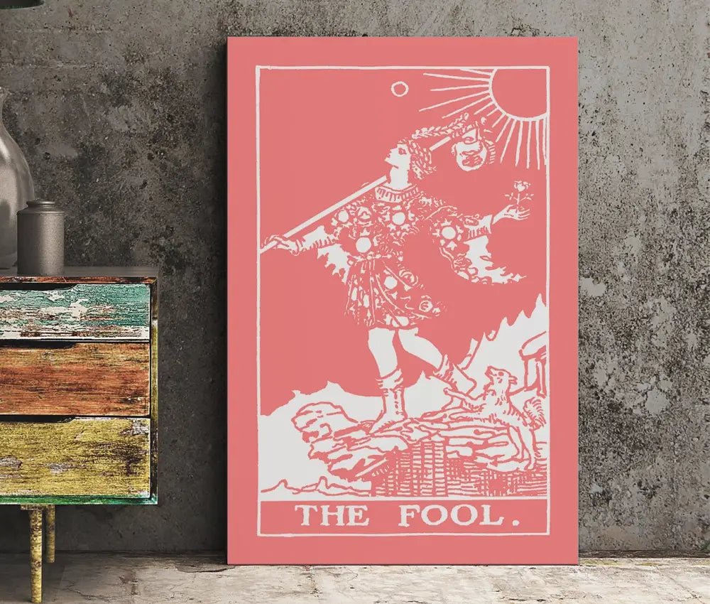 The Fool Tarot Card Print Pink And White Poster Unframed No Frame Tarot Decor For Modern Interiors by My Store