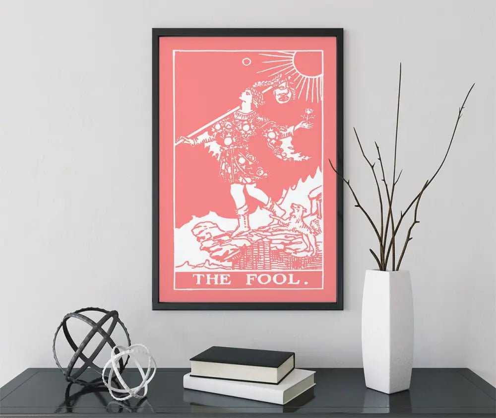 The Fool Tarot Card Print Pink And White Poster Unframed No Frame Tarot Decor For Modern Interiors by My Store