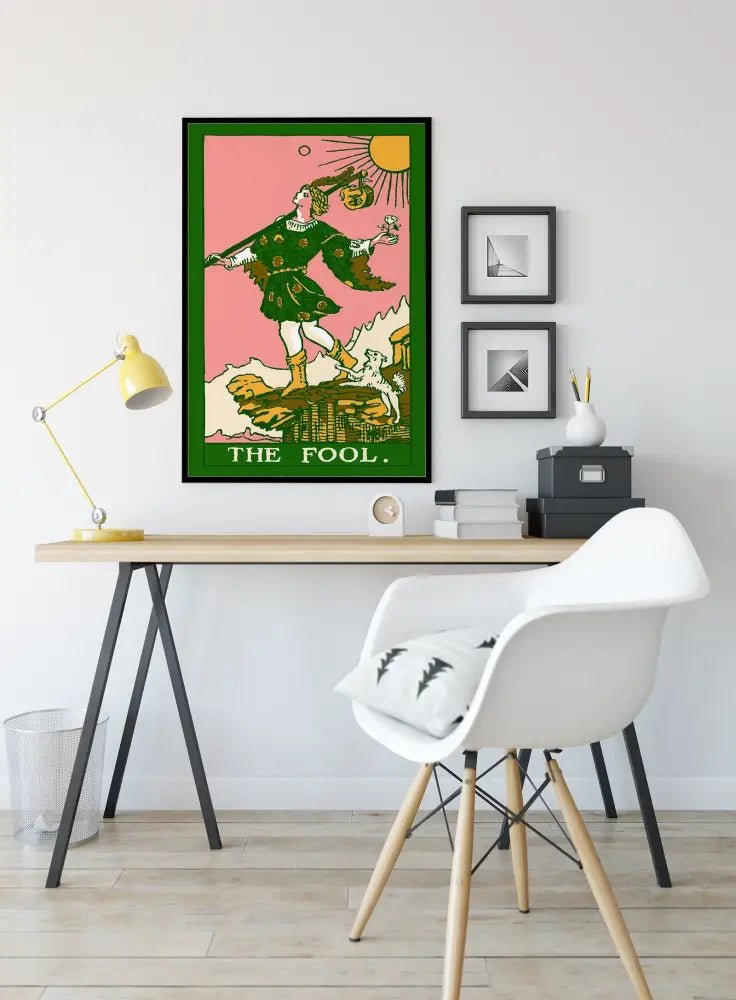 The Fool Tarot Card Print Pop Art Goth Punk Poster in Bubblegum Colorway for Bold Wall Decor by My Store