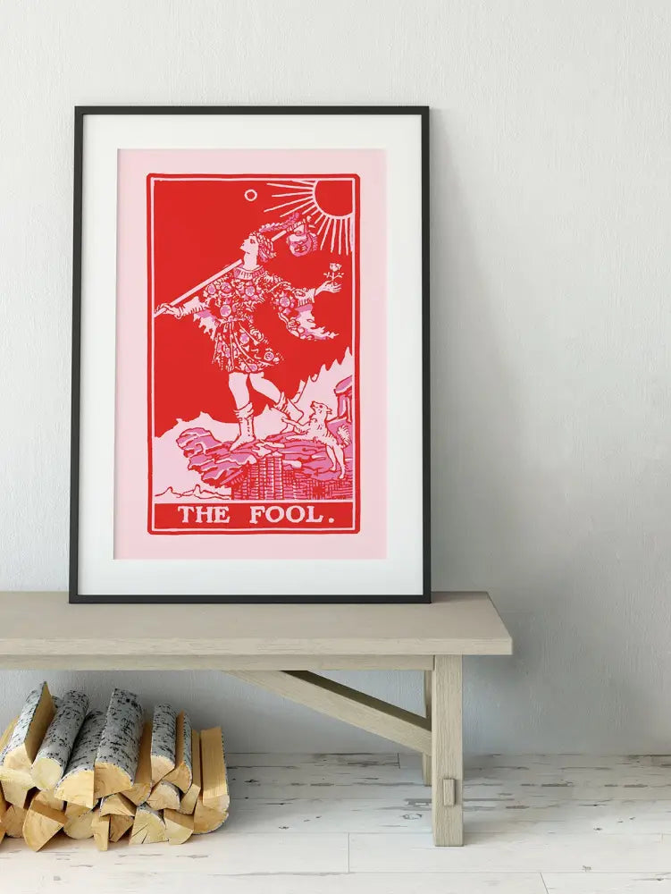 The Fool Tarot Card Print Red And Pink Poster No Frame by My Store