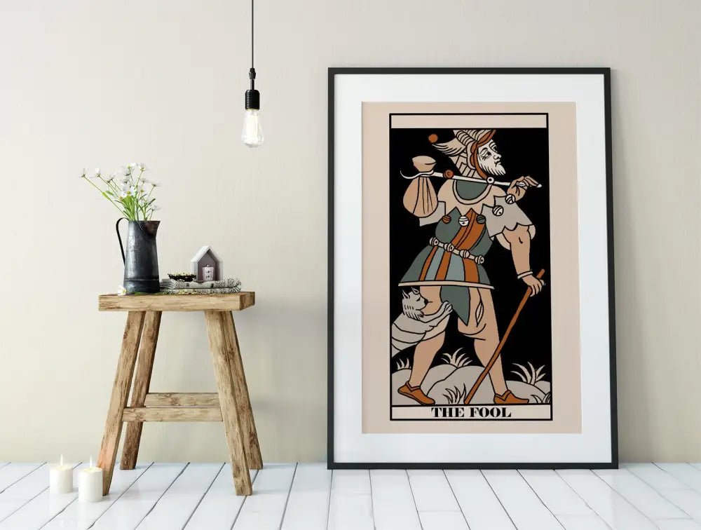The Fool Tarot de Marseille Card Print Neutral Vibe Poster For Elegant Eclectic Decor by My Store