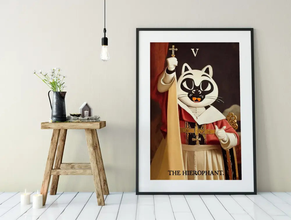 The Hierophant Tarot Card Print From The Green Menagerie Deck Neutral Vibe Wall Art by My Store