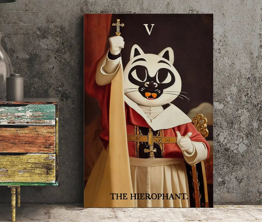 The Hierophant Tarot Card Print From The Green Menagerie Deck Neutral Vibe Wall Art by My Store