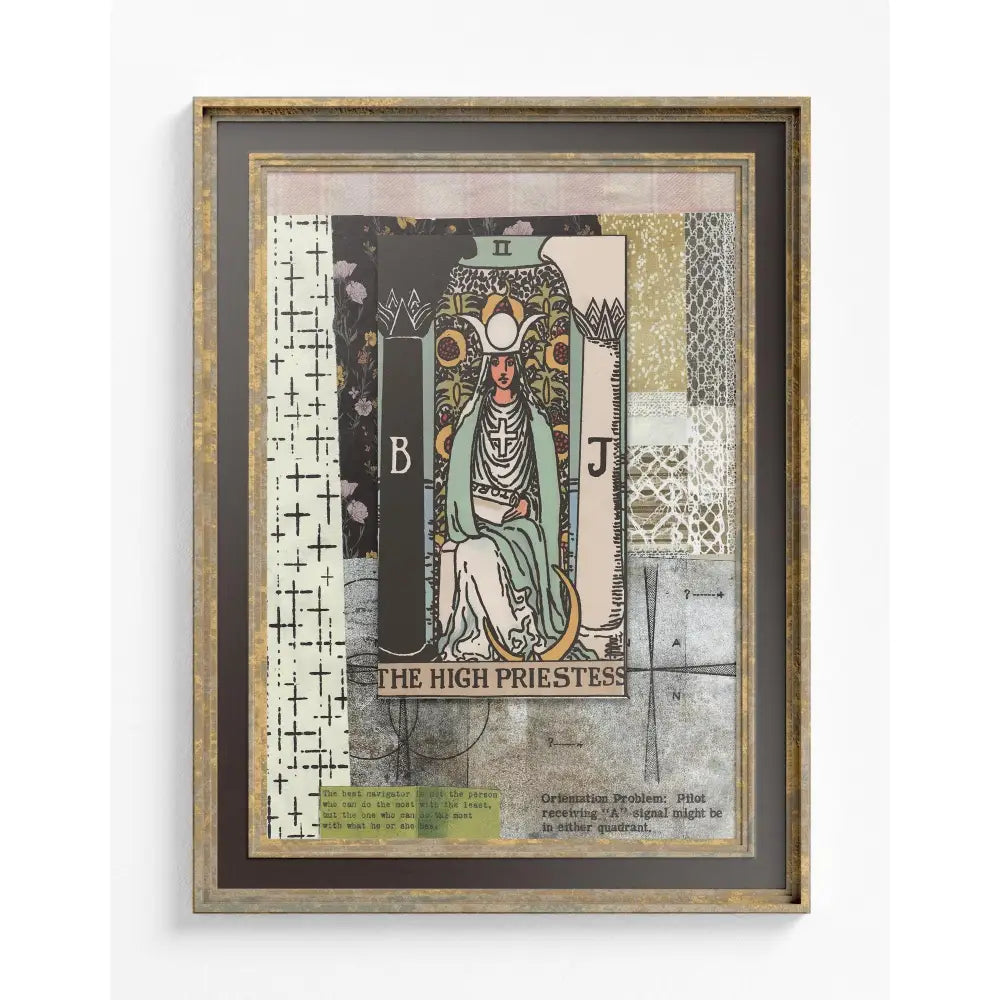 The High Priestess Collage - Tarot Card Print: Vintage Art Poster