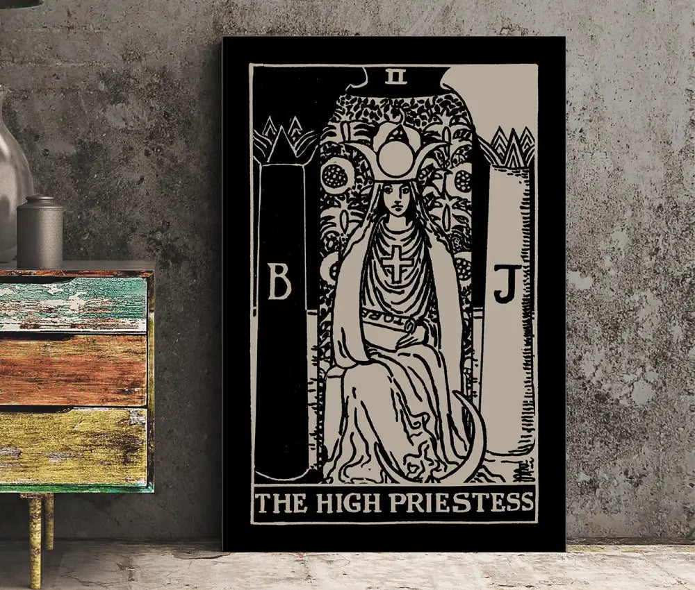 The High Priestess Tarot Card Print No Frame Poster Elegant Mystic Wall Art for Home Decor by My Store