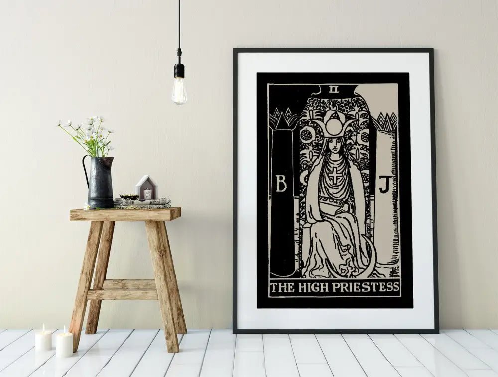 The High Priestess Tarot Card Print No Frame Poster Elegant Mystic Wall Art for Home Decor by My Store
