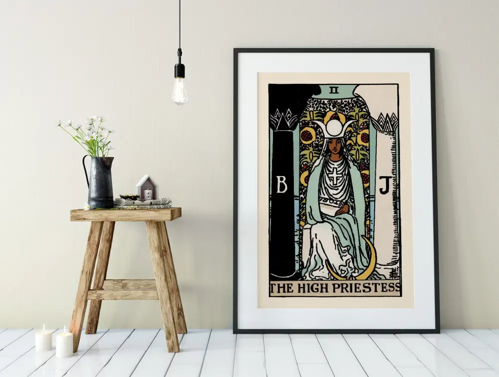 The High Priestess Tarot Card Print Unframed Black Woman Poster For Elegant Home Decor by My Store