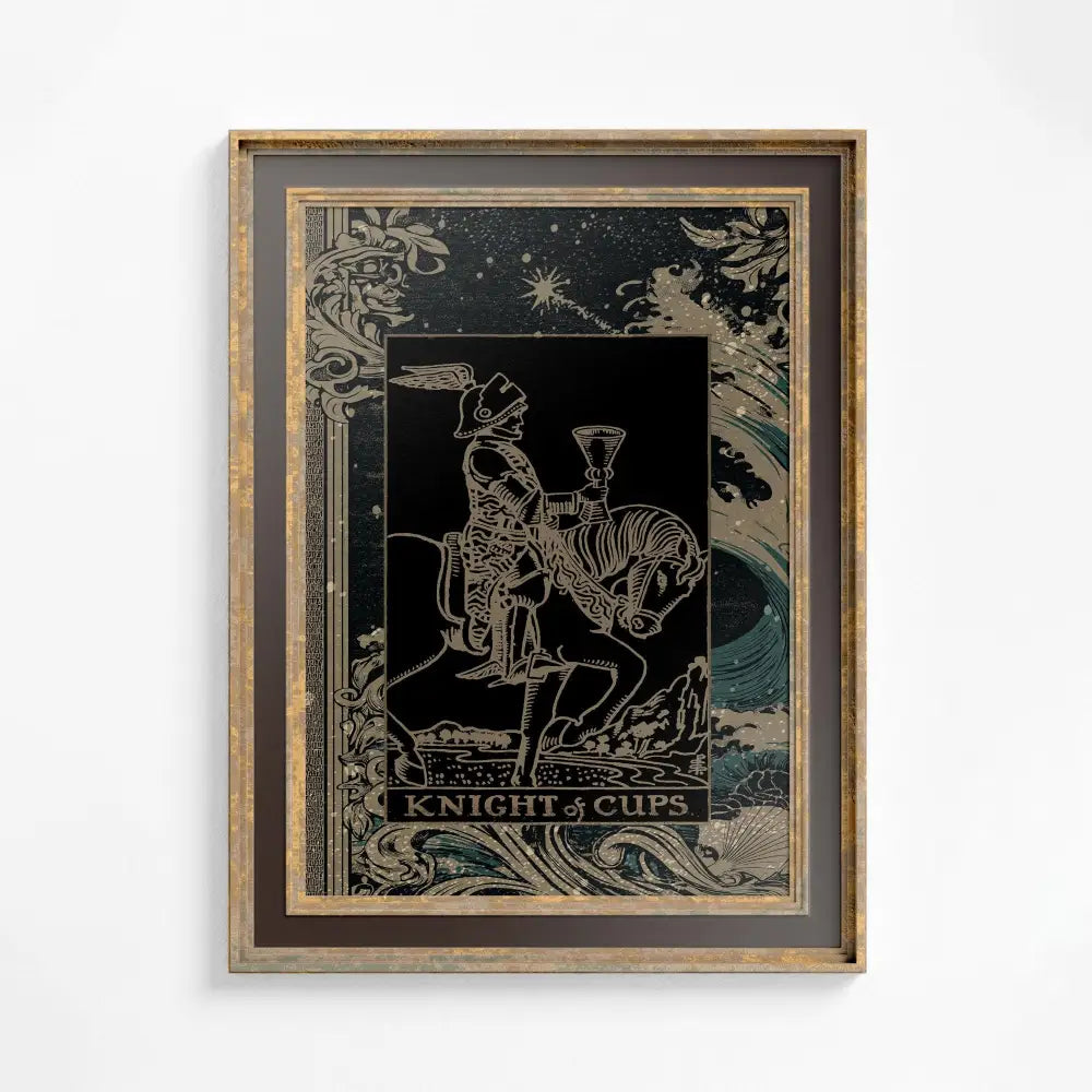 The Knight Of Cups Card Print Floral Nouveau Tarot Unique Vintage Tarot Art Premium Archival 230gsm Paper by DesignBohemian