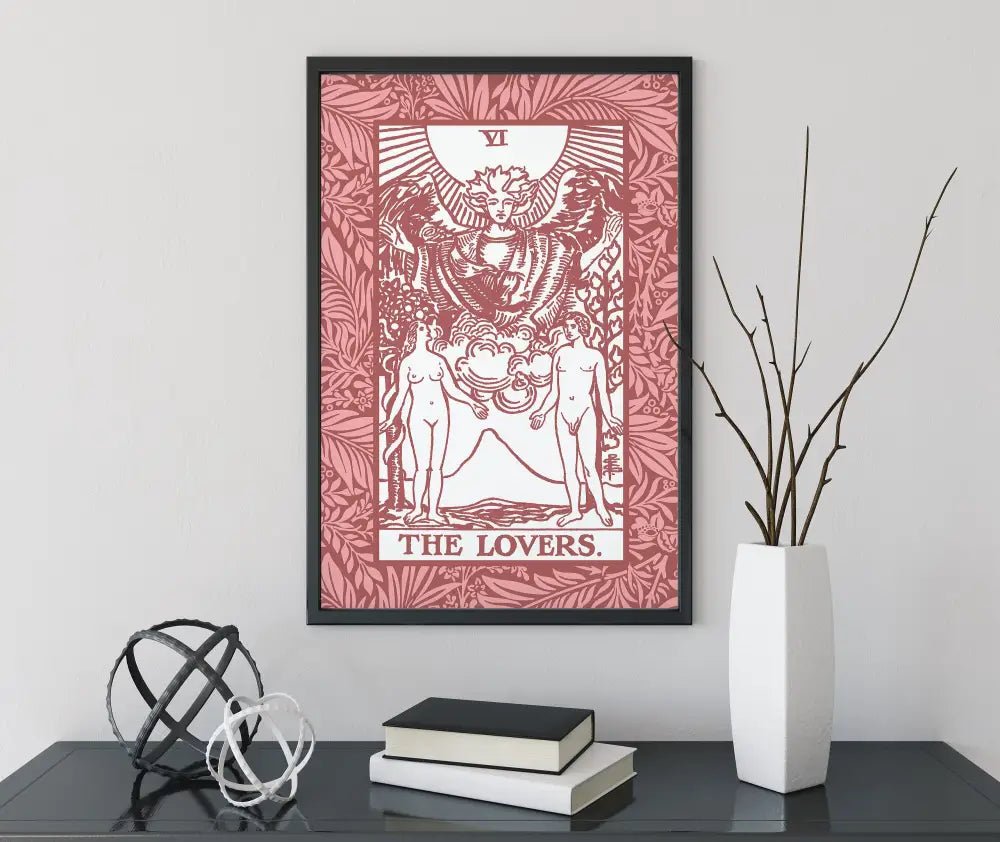 The Lovers Pink Tarot Card Print Love Poster No Frame Elegant Wall Art For Modern Decor by My Store
