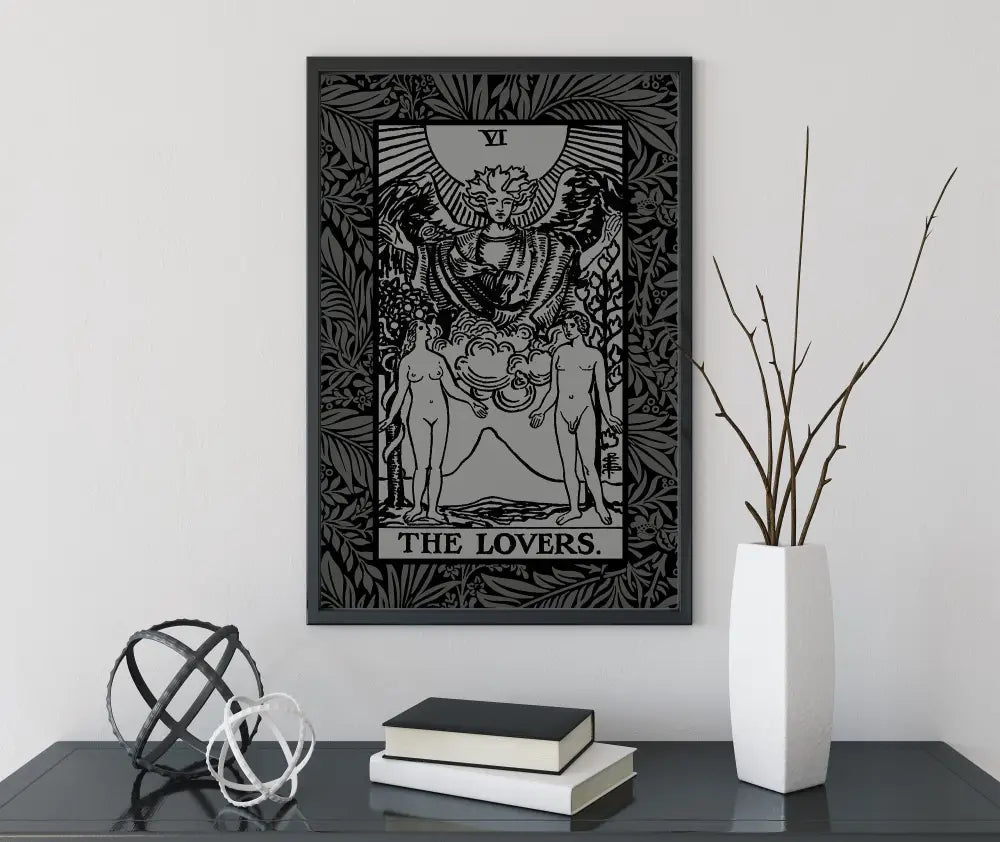 The Lovers Tarot Card Gray Print Poster No Frame by My Store