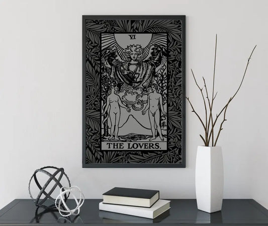 The Lovers Tarot Card Gray Print Poster No Frame by My Store