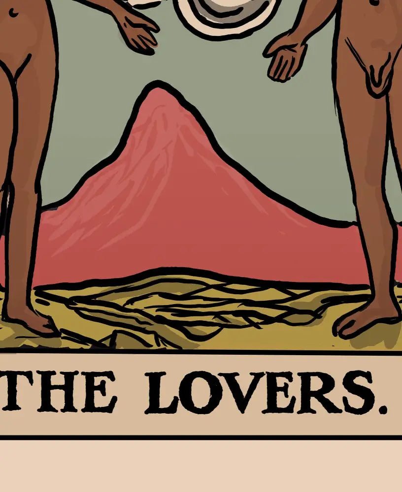 The Lovers Tarot Card Print Black Poster By Printagrams No Frame Wall Art For Lovers Gift Idea by My Store