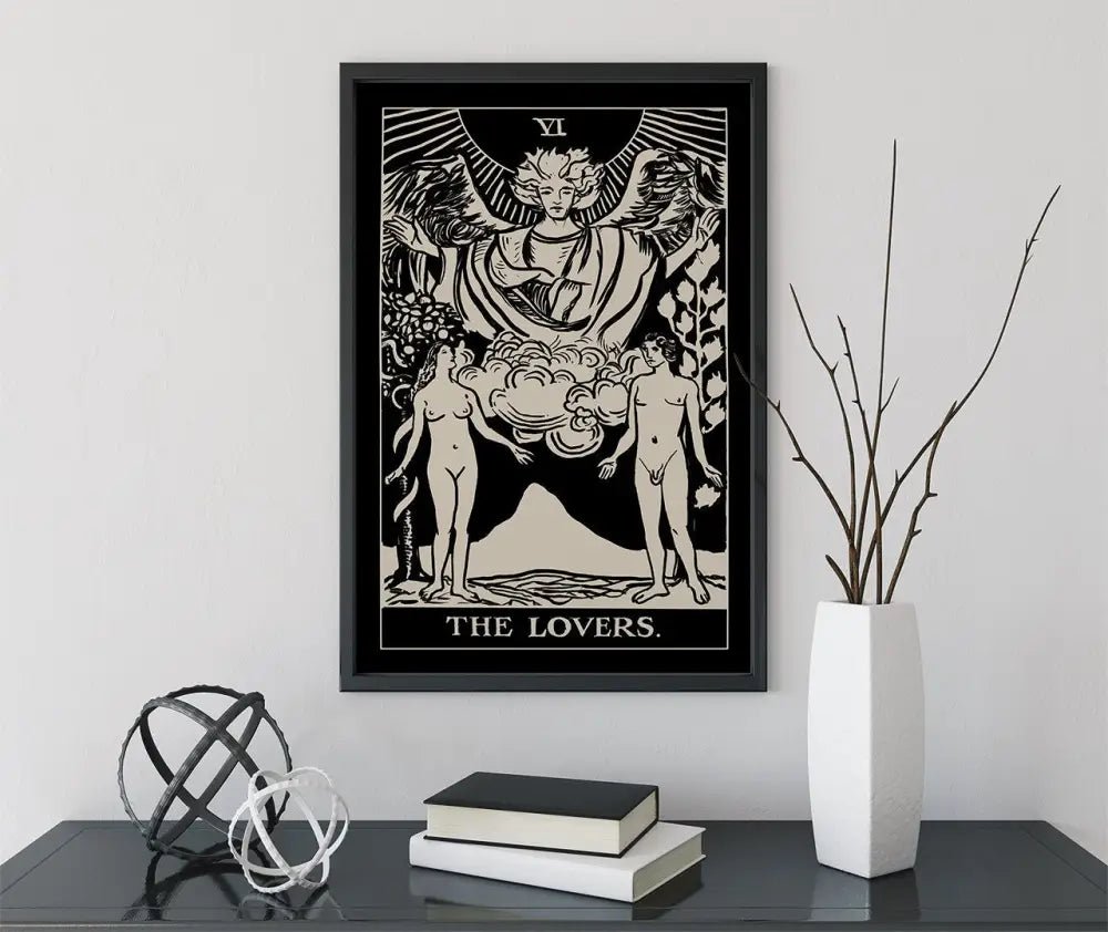 The Lovers Tarot Card Print By Printagrams Black Print Wall Art For Home Decor Gallery Quality by My Store