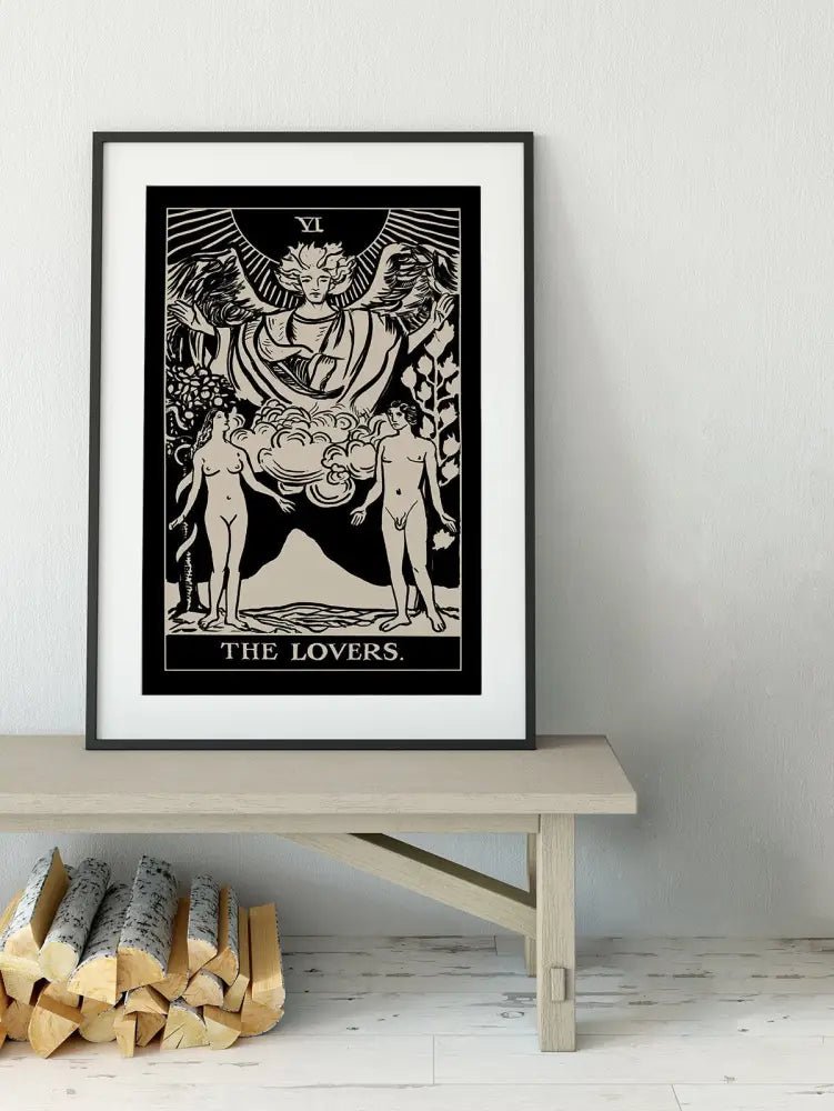 The Lovers Tarot Card Print By Printagrams Black Print Wall Art For Home Decor Gallery Quality by My Store