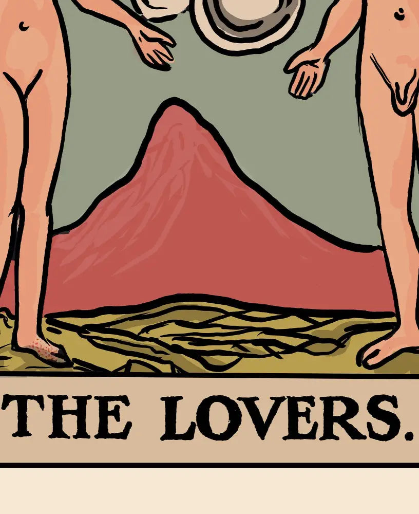 The Lovers Tarot Card Print By Printagrams No Frame Romantic Tarot Art Poster For Home Decor by My Store