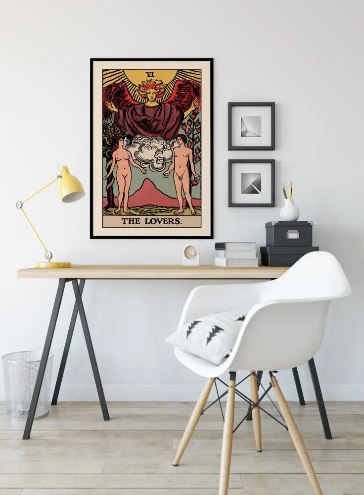 The Lovers Tarot Card Print By Printagrams No Frame Romantic Tarot Art Poster For Home Decor by My Store